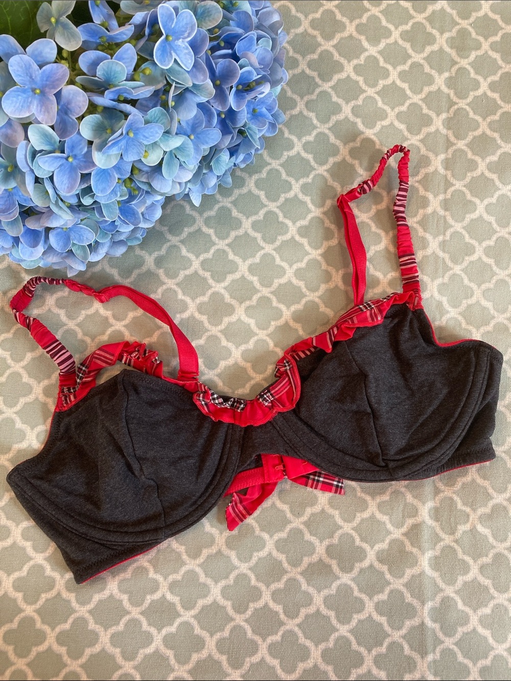 NEW Victoria’s Secret Jingle Bell Cotton Unlined Strappy Plaid Demi 36D